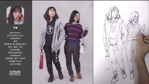 代雯-速写1（女青年双人组合）