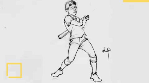 文斗—男青年动态快写（带讲解）