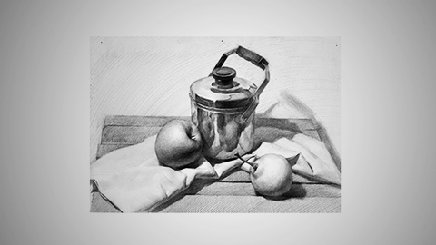 静物组合：有不锈钢镜面的静物组合练习