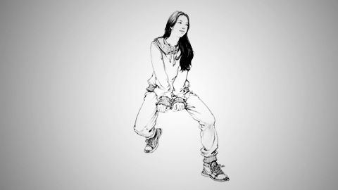 女青年单人正面坐姿