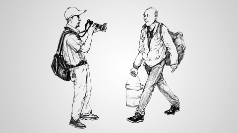 双单人老年人物速写