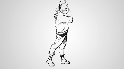 女青年侧面抬手动态