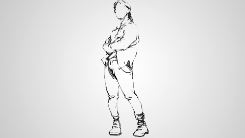 女青年抱手站姿动态