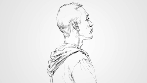 不同的头像起形方法：男青年全侧