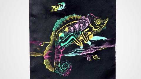 蜡笔版画变色龙