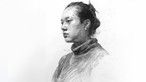 素描-女青年五分之二侧示范